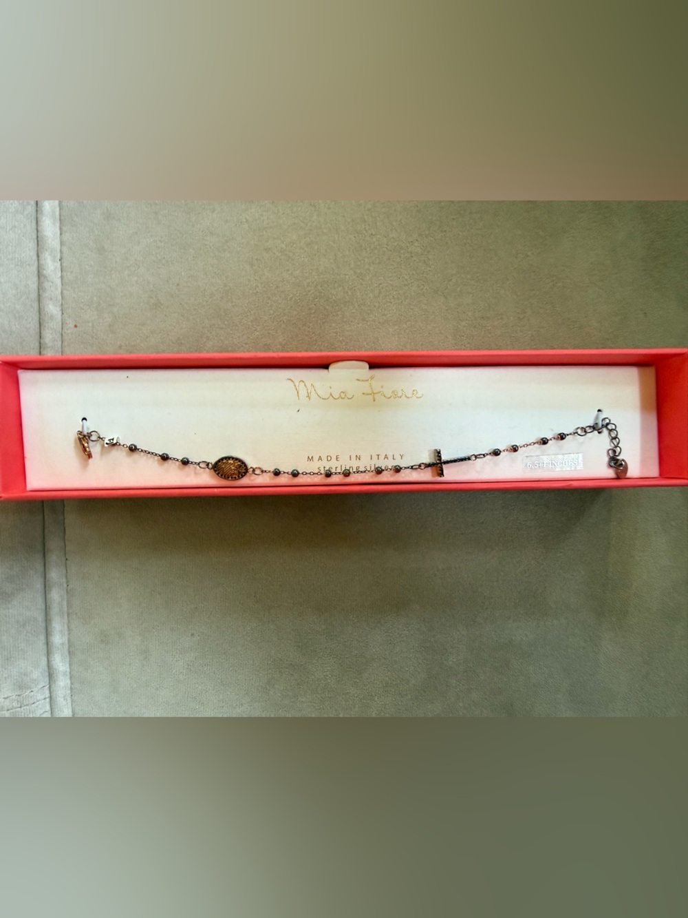Mia Fiore Delicate Sterling Silver Beaded Cross Bracelet